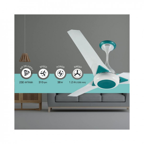 USHA Onio UpsilonPlus 1200MM BLDC 5 Star Energy Efflicient Dust Oil Resistant Ceiling Fan with Remote