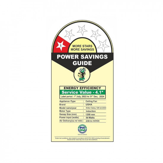 Usha Striker Galaxy 1200mm 56 Watt Energy Efficient 1 Star Rated Power Saving High Speed Oil  Dust Resistant Ceiling Fan 