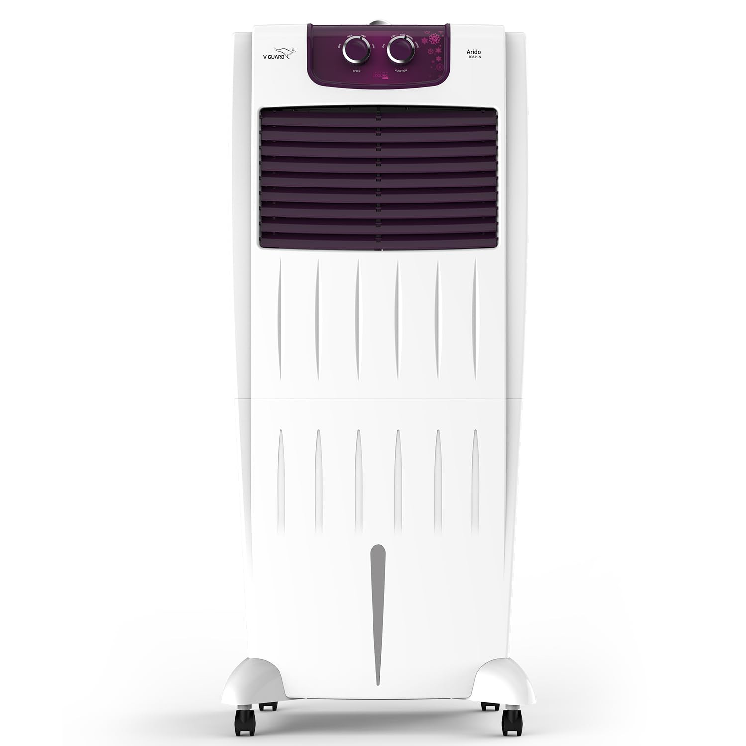 V-Guard Arido R35H-N Room Air Cooler for Home Mosquito Dust Filter 2 Year Warranty 35 L White Purple burry