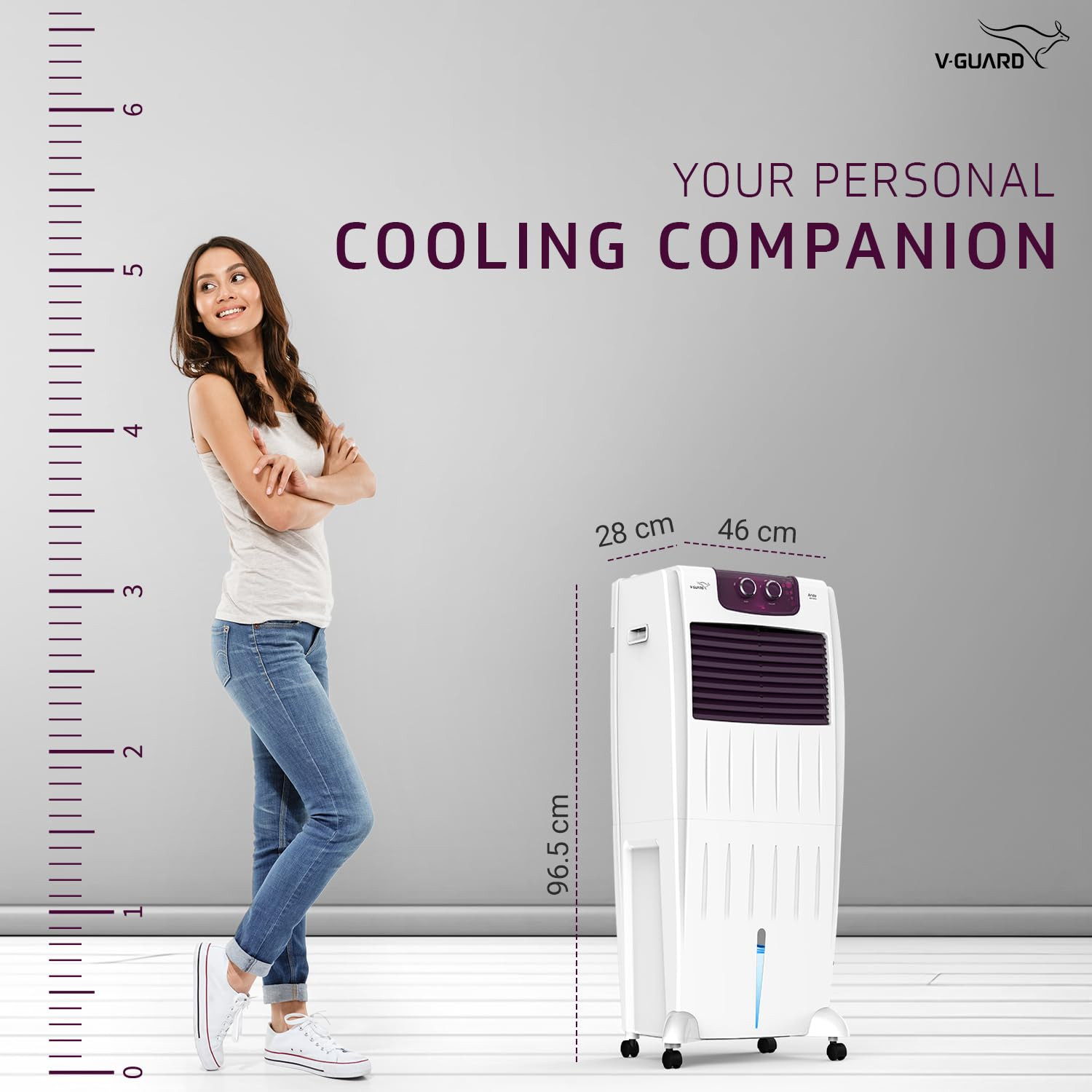 V-Guard Arido R35H-N Room Air Cooler for Home Mosquito Dust Filter 2 Year Warranty 35 L White Purple burry