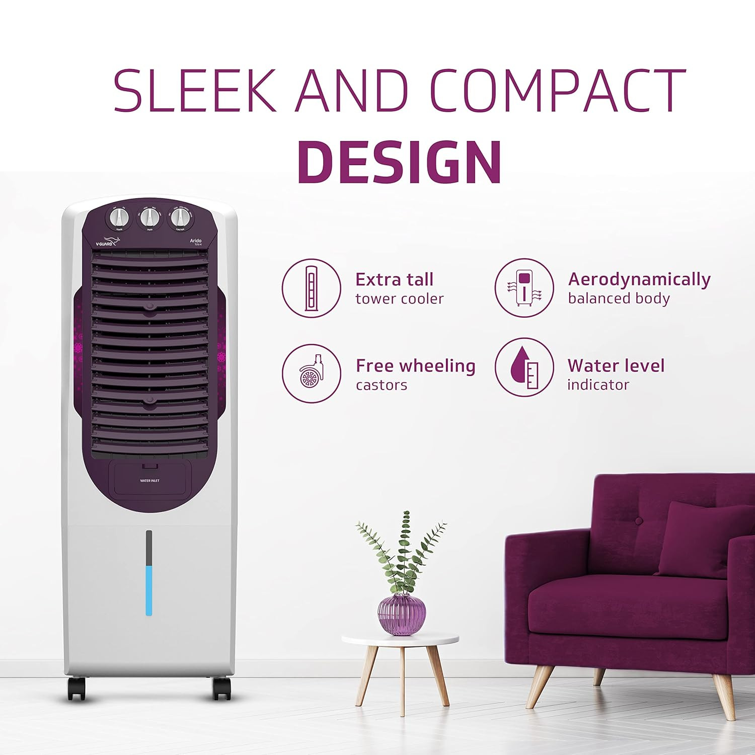 V-Guard Arido T25 H Air Cooler 25 Litre Air Delivery- 1300 M3H Two Years ManufacturerS Warranty On Motor Pump White