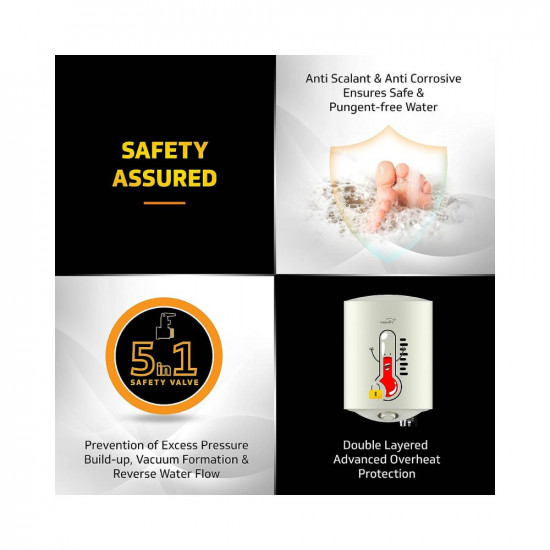 V-Guard Divino 5 Star Rated 10 Litre Storage Water Heater Geyser with Advanced 4 Level Safety White