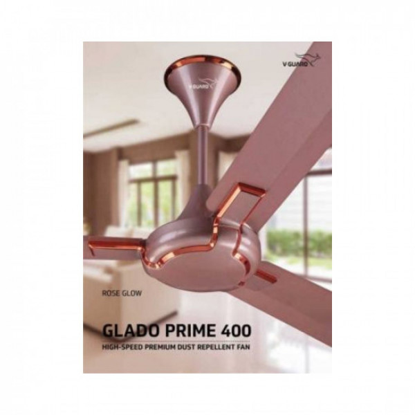 Image of V-Guard GLADO PRIME 400 1.2 M Sweep Rose Glow 400 Rpm Silent Operation 3 Blade Ceiling Fan