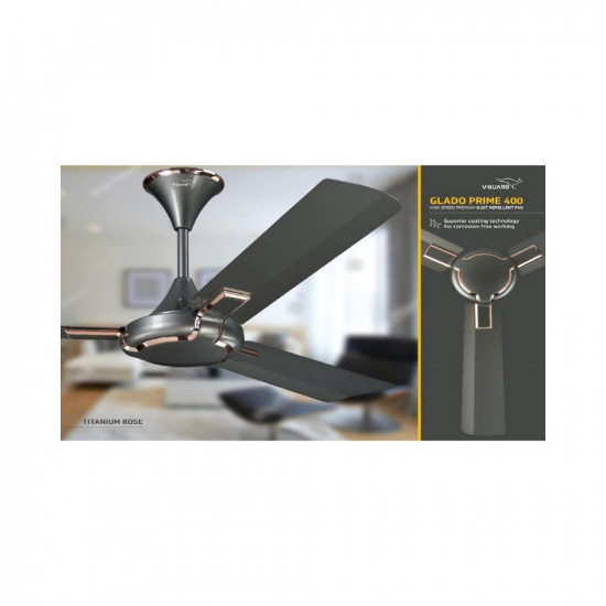 V-Guard GLADO PRIME 400 TITANIUM ROSE 1200 mm Anti Dust 3 Blade Ceiling Fan