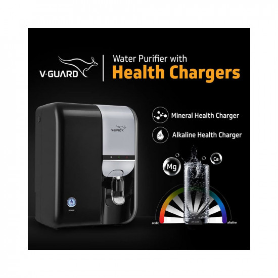 V-Guard Rejive Water Purifier RO UF Mineral Alkaline 8 Stage Purification World-class RO Advanced UF Membrane 1 Year Warranty Suitable for water with TDS up to 2000 ppm 65 Litre Blue Black