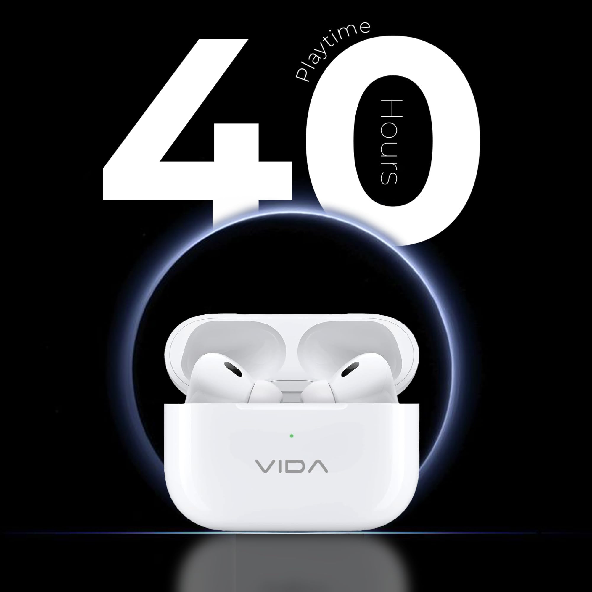 vida Beats Go - White 13mm Dynamic Drivers Dual Speaker 40H Battery Bluetooth 54 Type-C Fast Charging Touch Control Made in India
