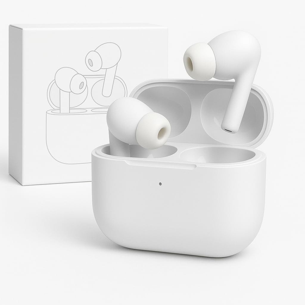 Vishtion Wireless Earbuds Bluetooth 51 TWS Earphones Full Touch Control Headphones Built-in Microphone Immersive Sound Quality Ensure Fast Stable Connection Smart LED Headset Sports Bud white