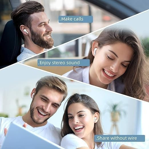 Vishtion Wireless Earbuds Bluetooth 51 TWS Earphones Full Touch Control Headphones Built-in Microphone Immersive Sound Quality Ensure Fast Stable Connection Smart LED Headset Sports Bud white