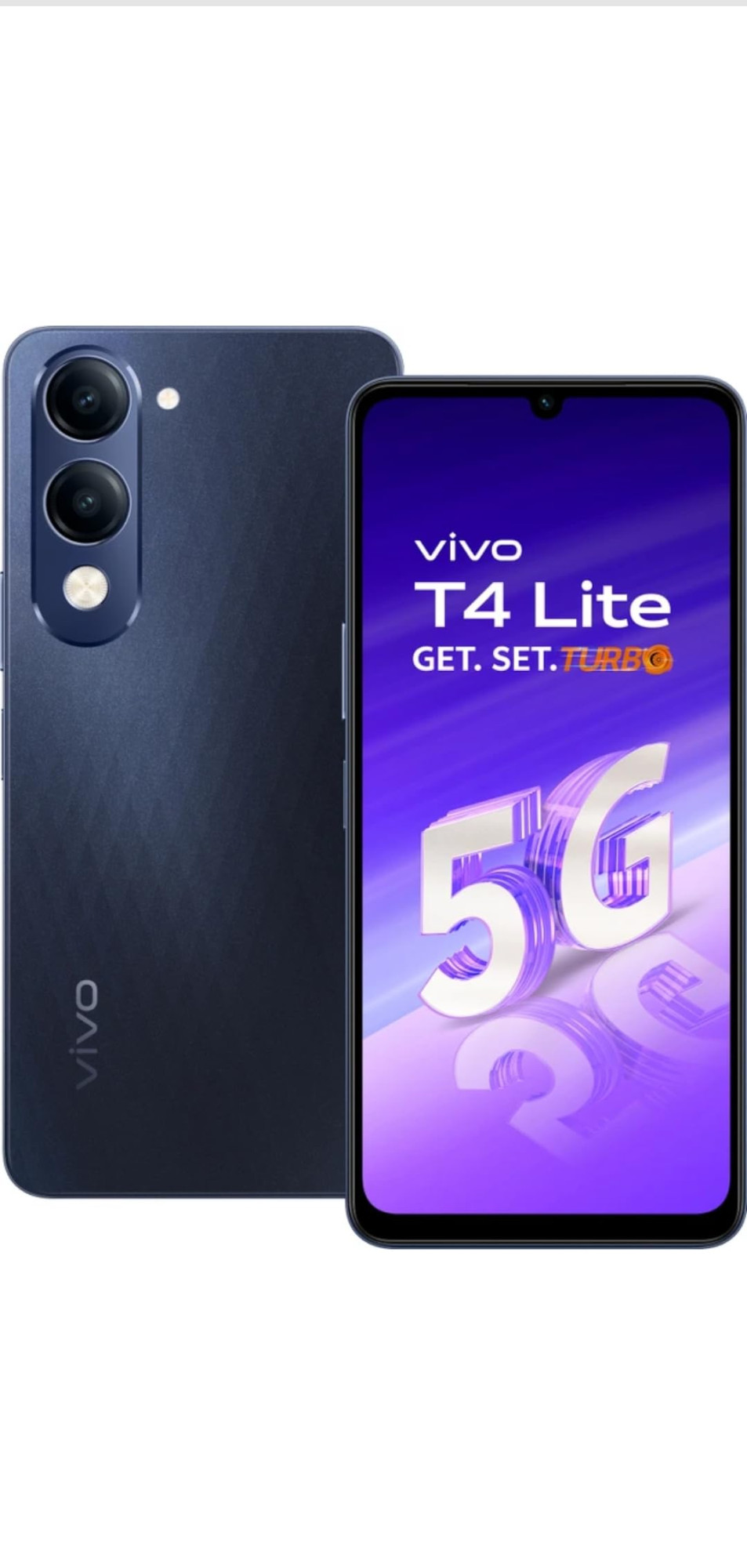 VIVO T4 Lite 5G 4GB RAM 128GB Storage Prism Blue 674 HD 90Hz LCD Dimensity 6300 50MP Dual AI Camera Android 14 6000mAh Battery IP64 Side Fingerprint 15W Charging Dual SIM
