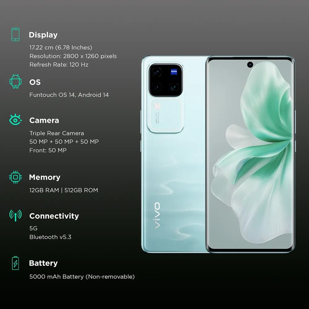 VIVO V30 Pro 5G Smartphone 12GB RAM 512GB Storage Andaman Blue