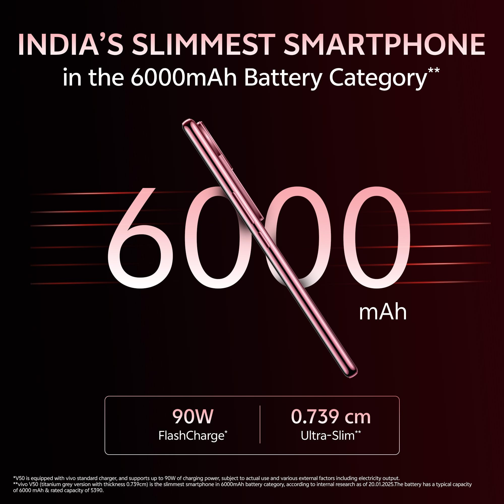 VIVO V50 5G Elite Edition Rose Red 12GB RAM 512GB Storage TWS 3e Buds up-to 30dB ANC Inside The Boxwith No Cost EMIAdditional Exchange Offers