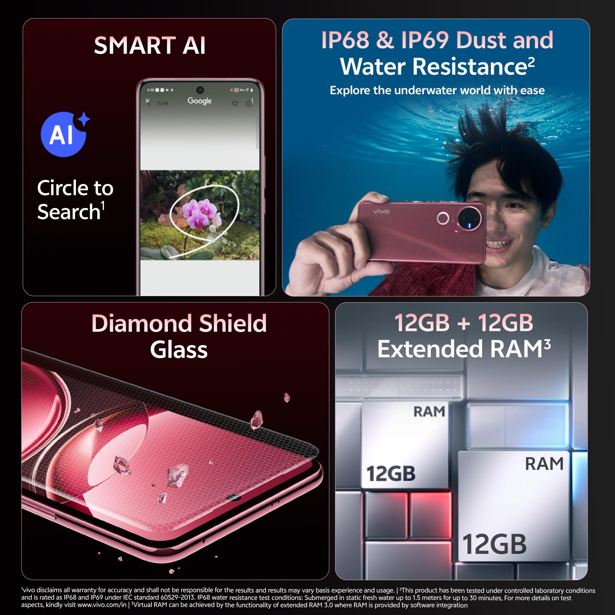 Vivo V50 5G Rose Red 8GB RAM 256GB Storage with No Cost EMIAdditional Exchange Offers