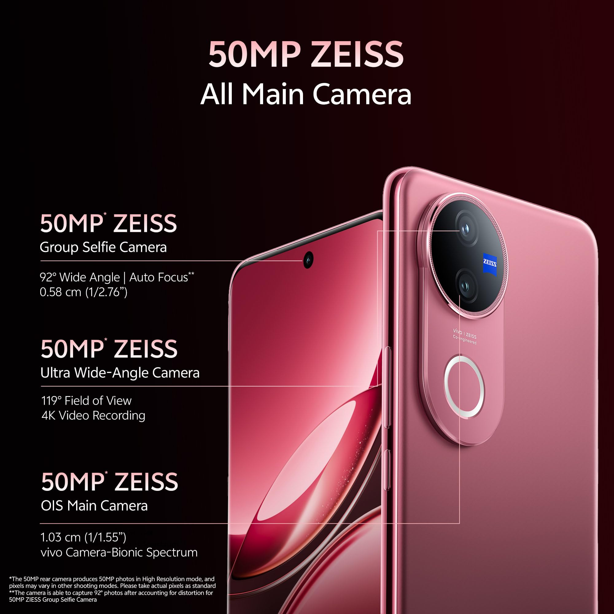 Vivo V50 5G Rose Red 8GB RAM 256GB Storage with No Cost EMIAdditional Exchange Offers