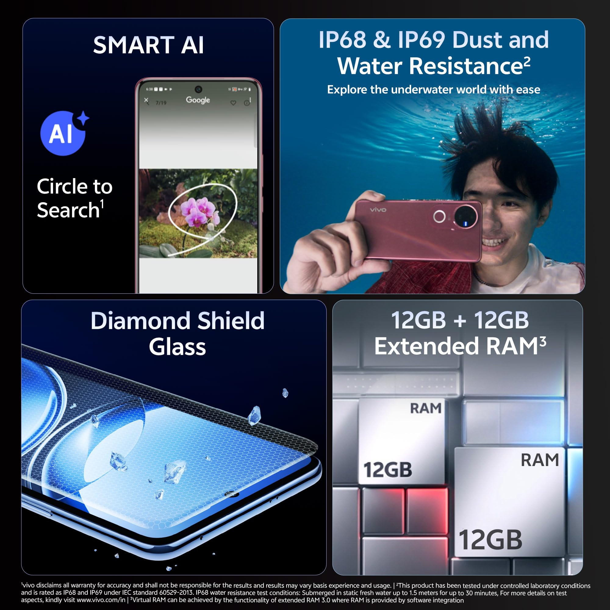 Vivo V50 5G Starry Night 12GB RAM 512GB Storage with No Cost EMIAdditional Exchange Offers