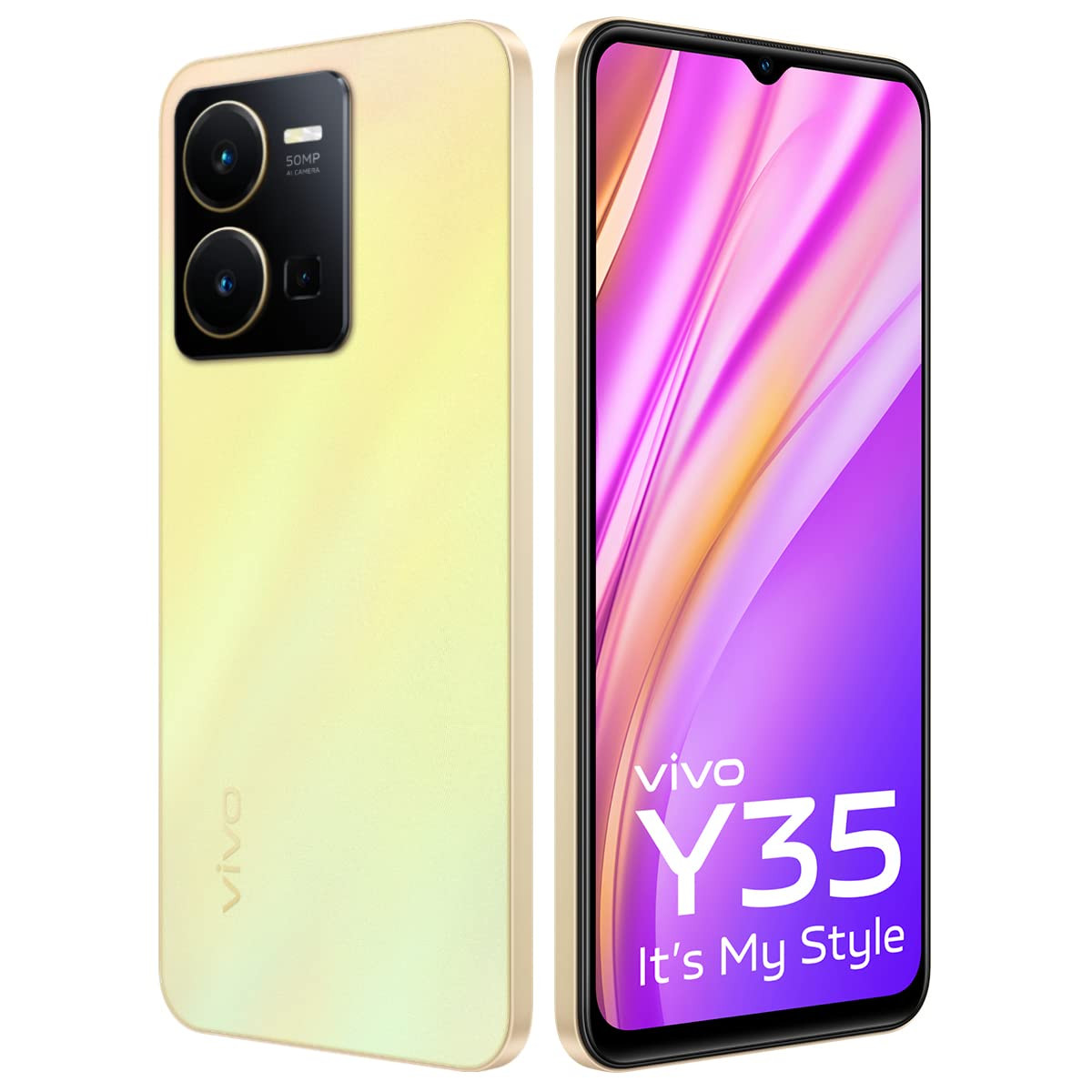 Vivo Y35 Dawn Gold 8GB RAM 128GB Storage with No Cost EMIAdditional Exchange Offers