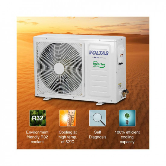 Voltas 1 Ton 3 Star Fixed Speed Split AC Copper LED Display Anti-dust Filter 2023 Model 123 Vectra Elegant White