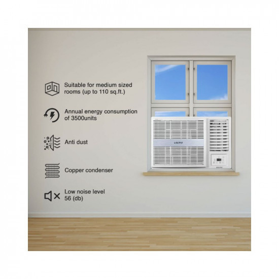 Voltas 1 Ton 3 Star Fixed Speed Window AC Copper Turbo Mode 2023 Model 123 Vectra Platina White