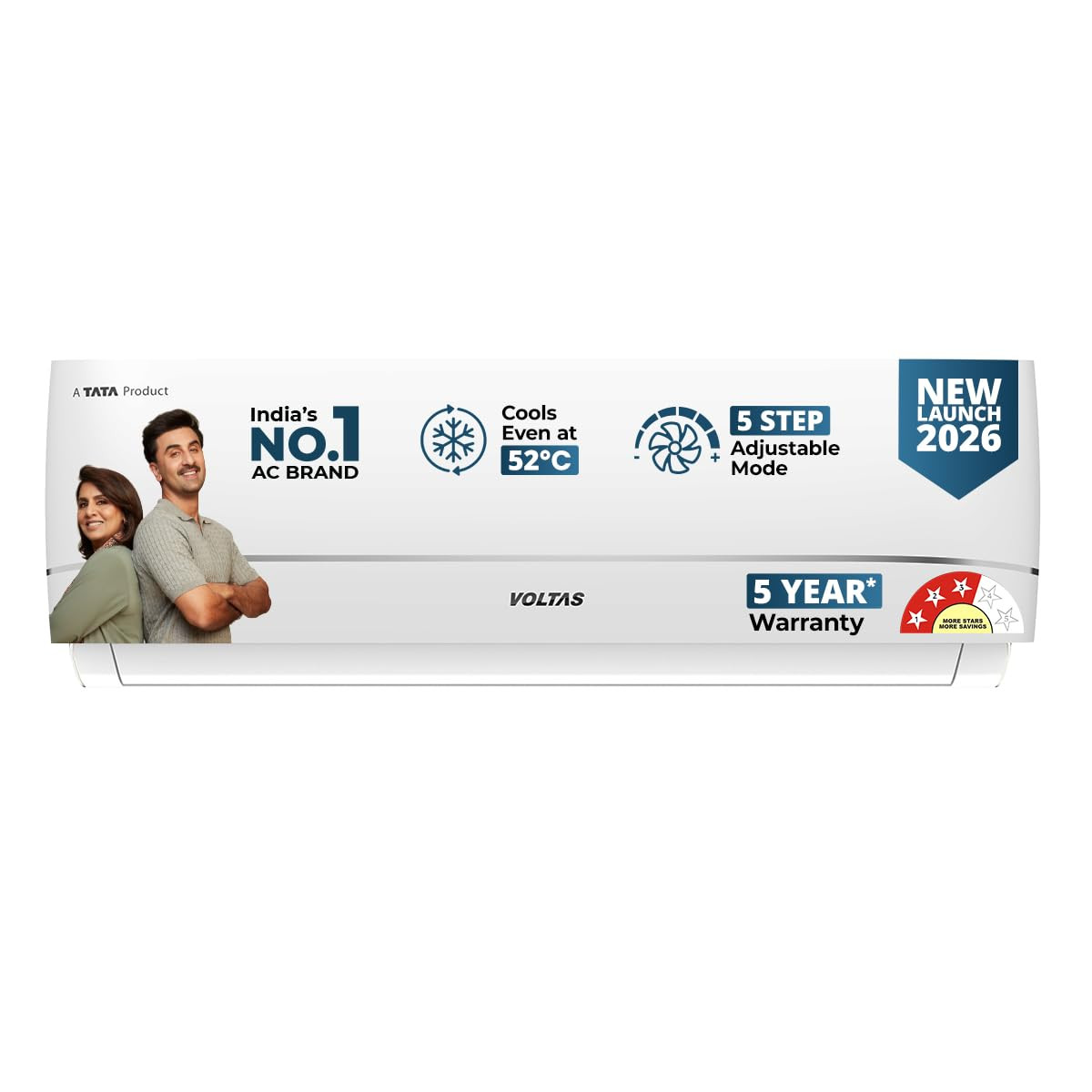 Voltas 15 ton 3 starNew star rated Rating Inverter Split AC Copper Convertible 5-in-1 Cooling Mode 2-Way Air Swing Anti-dust Filter with Anti Microbial Coating Auto Clean 183INV CAV White