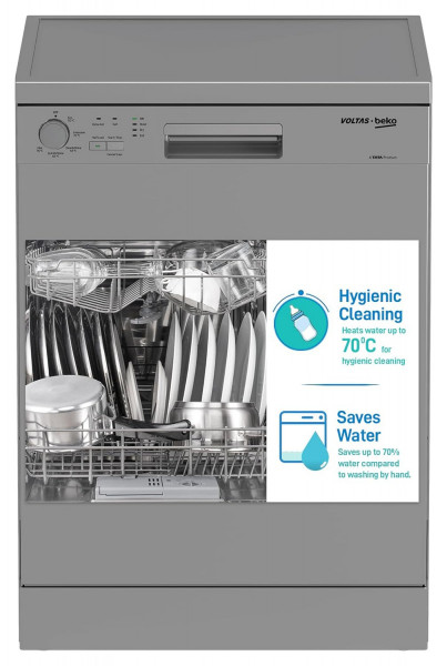 Image of Voltas Beko 14 Place Settings Dishwasher (DF14S3, Silver)