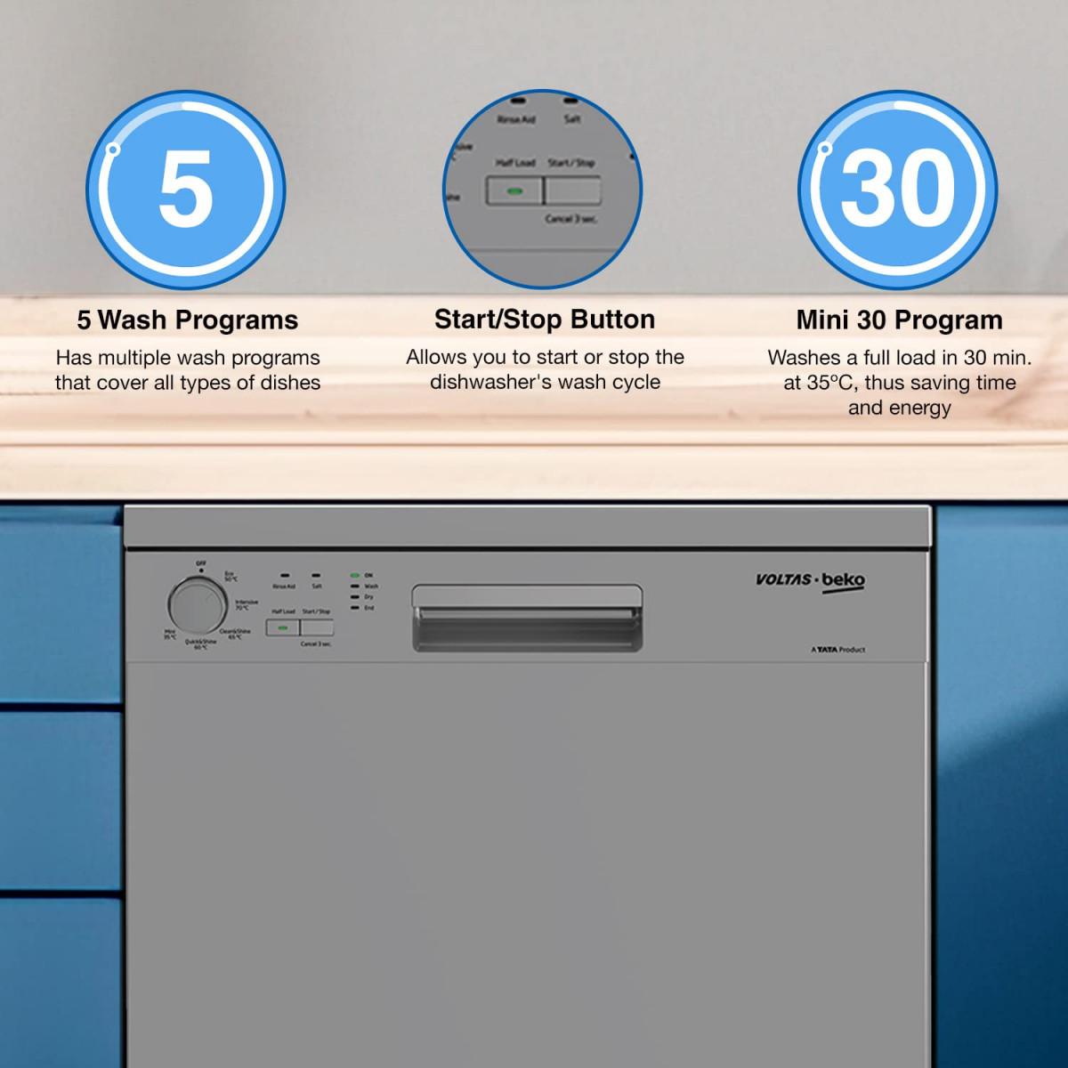 Voltas Beko 14 Place Settings Dishwasher DF14S3 Silver
