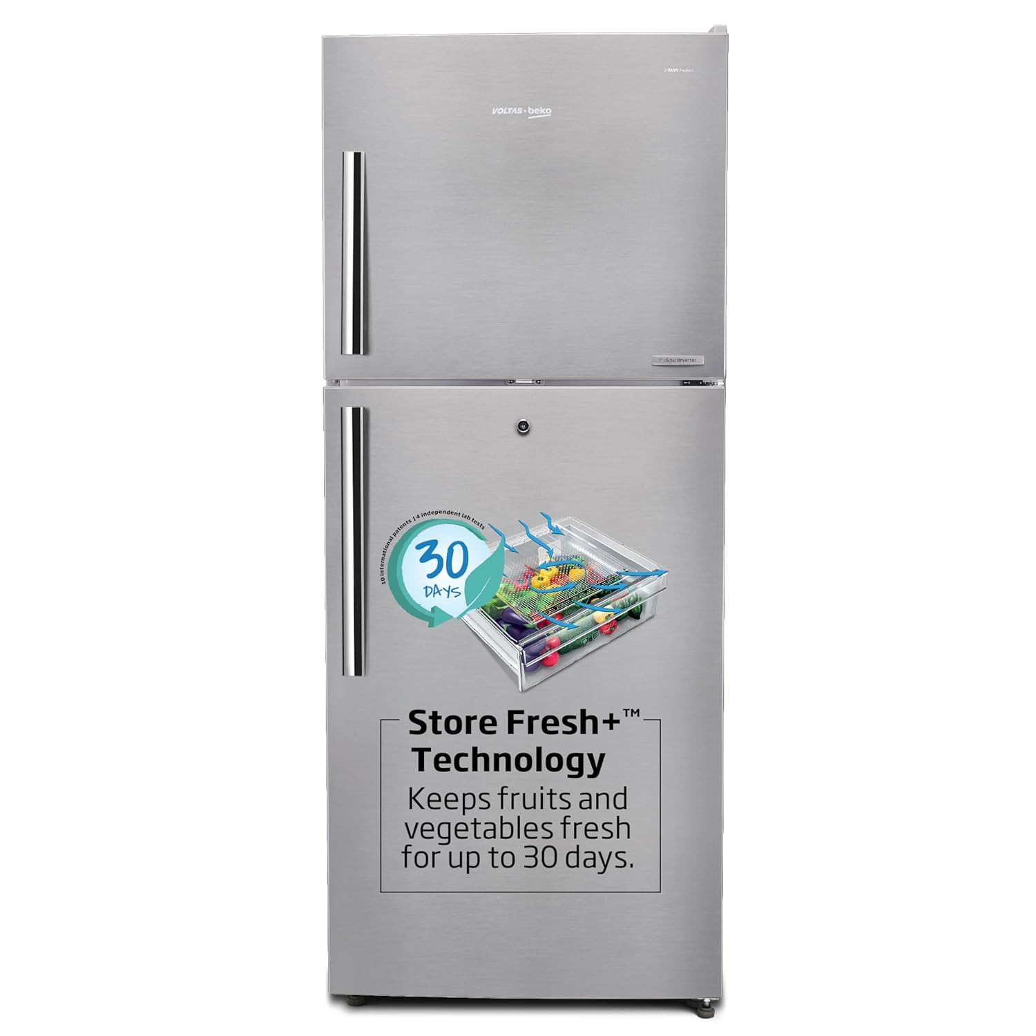 Voltas Beko 470 L 2 Star Inverter Frost-Free Double Door Refrigerator Store Fresh Neo FrostTM Dual CoolingRFF493IF Silver 2022 Model