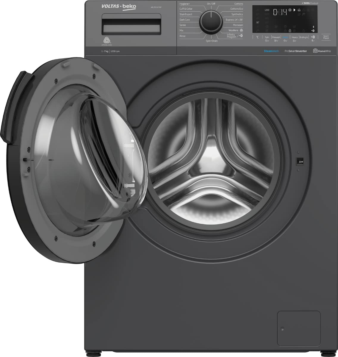 Voltas Beko 70kg 5 Star Inverter Front Load Washing Machine WFL7012VTMP Anthracite Steam WashStain Expert