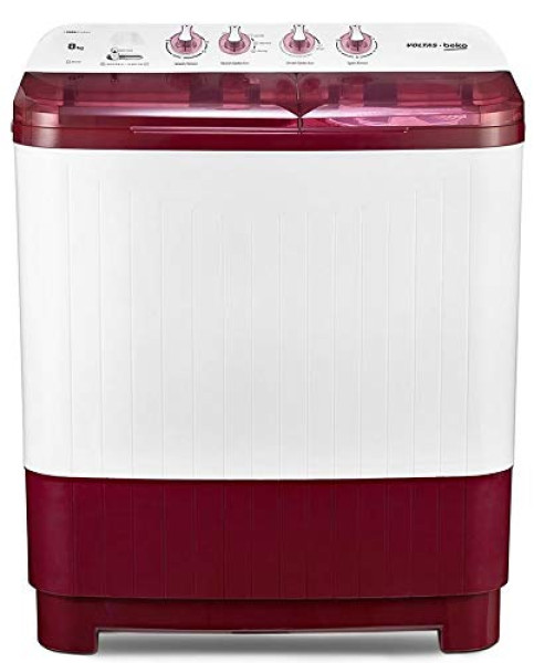 Image of Voltas Beko 8 kg Semi-Automatic Top Loading Washing Machine (WTT80DBRT, Burgundy) 2020