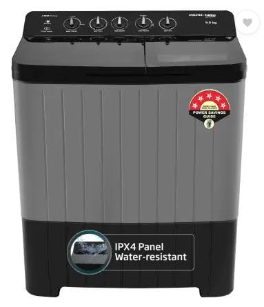 Voltas Beko A Tata Product 10 Kg 5 Star Semi-Automatic Washing Machine 2025 Model WTT100UPABKSSDG5GTDA Black