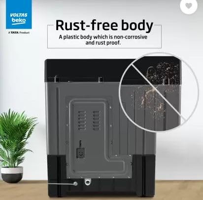 Voltas Beko A Tata Product 10 Kg 5 Star Semi-Automatic Washing Machine 2025 Model WTT100UPABKSSDG5GTDA Black