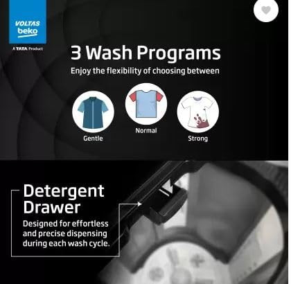 Voltas Beko A Tata Product 10 Kg 5 Star Semi-Automatic Washing Machine 2025 Model WTT100UPABKSSDG5GTDA Black