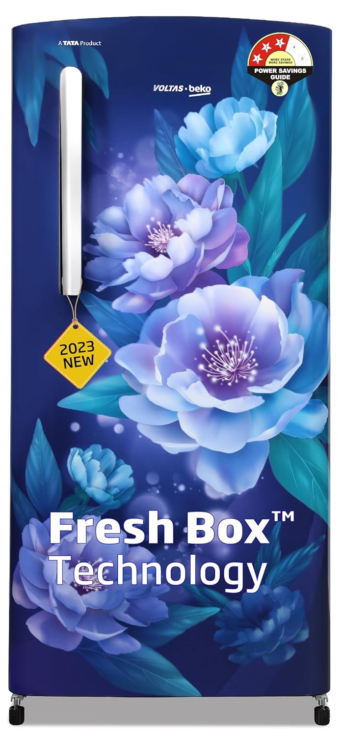 Voltas Beko A TATA Product 173 L 3 star Made-In-India Direct Cool Refrigerator RDC205C S0PBE0M0000GO Peony Blue