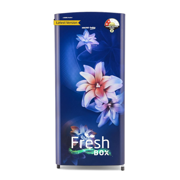 Image of Voltas Beko, A Tata Product 183 L 2 Star Direct Cool Single Door Refrigerator (2024 Model, RDC215D/S0WBR0M0000GO, Stella Blue, With Fresh Box Technology and Chiller Zone)