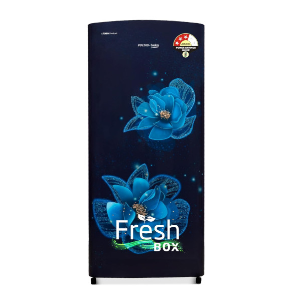Image of Voltas Beko, A Tata Product 183 L 3 Star Direct Cool Single Door Refrigerator (2024 Model, RDC215C/S0BFR0M0000GO, Fressia Blue, With Fresh Box Technology and Chiller Zone)