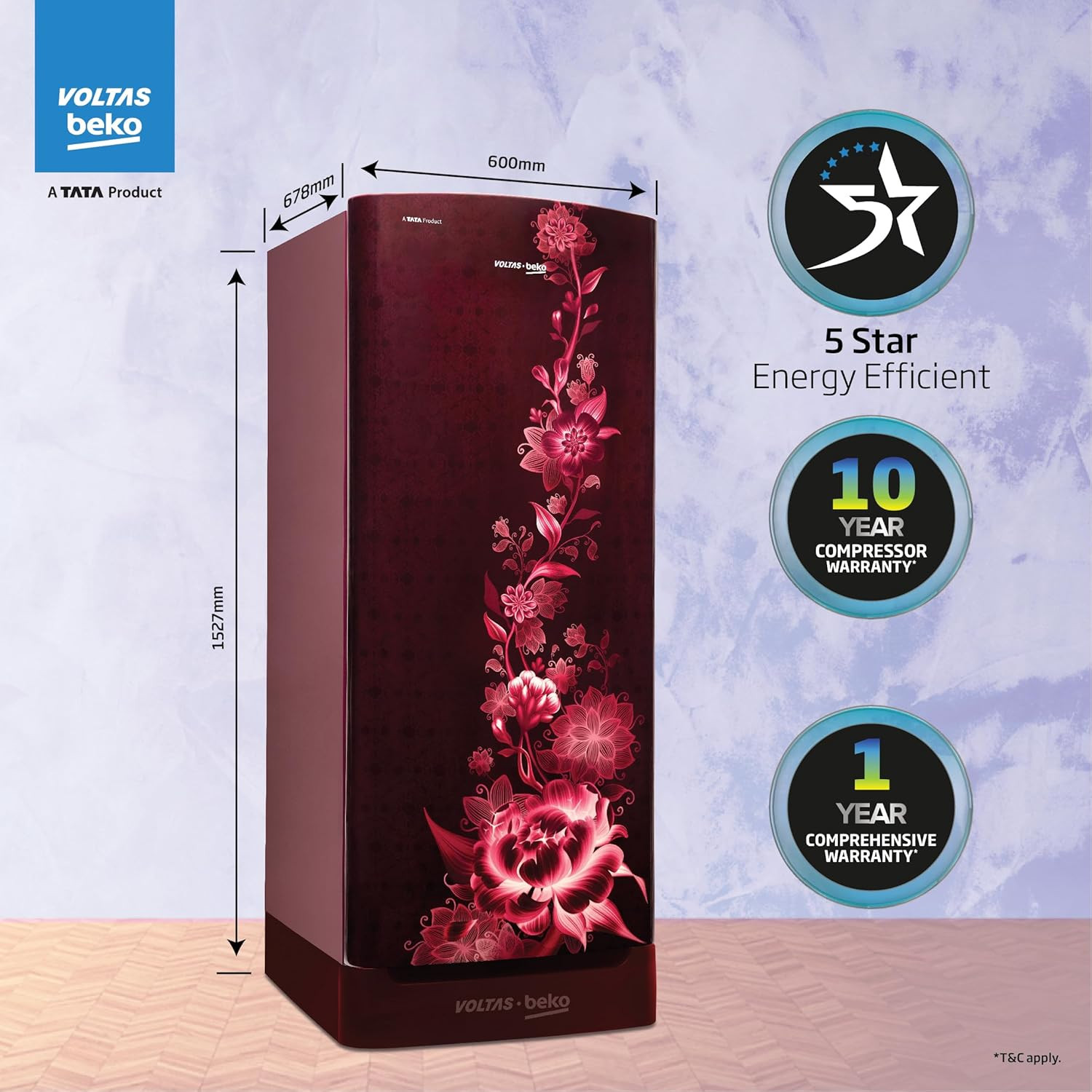 Voltas Beko A Tata Product 183 L 5 Star Direct Cool Single Door Refrigerator 2023 Model RDC215A W0VWR0M0B00GO Vivi Wine Base Drawer