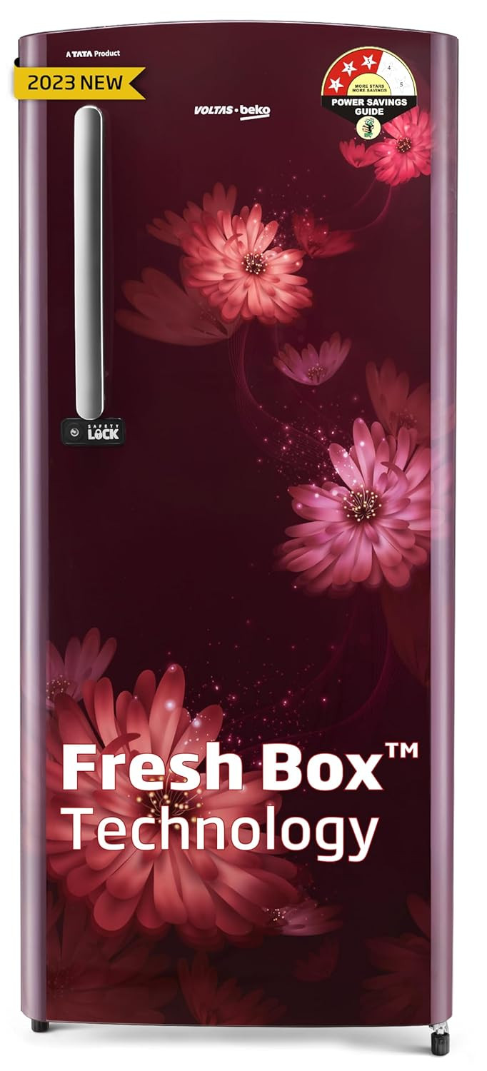 Voltas Beko A Tata Product 210 L 3 star Made-in-India Direct cool Refrigerator RDC245C W0DWE0M000UGD Dahlia Wine