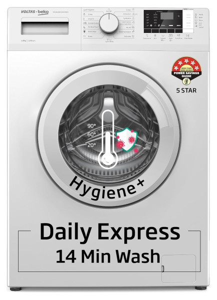 Image of Voltas Beko, A Tata Product 6 Kg 5 Star Fully Automatic Front Loading Washing Machine (2023 Model, WFL6012B7CUSKA/WXV, White, In-Built Heater)