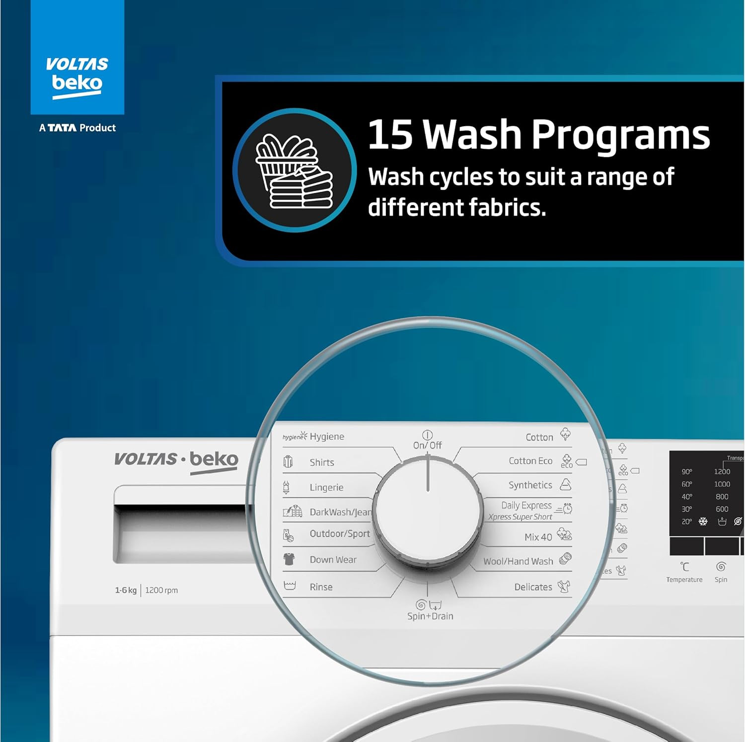 Voltas Beko A Tata Product 6 Kg 5 Star Fully Automatic Front Loading Washing Machine 2023 Model WFL6012B7CUSKAWXV White In-Built Heater