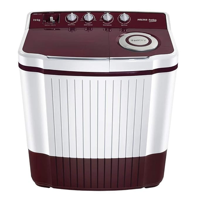 Voltas Beko A Tata Product 7 kg 5 Star 2024 Semi Automatic Top Load Washing Machine BurgundyWTT70DLIMUHAB