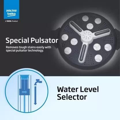 Voltas Beko by A Tata Product 14 kg Semi Automatic Top Load Washing Machine Wine Red White WTT140UPABRSS