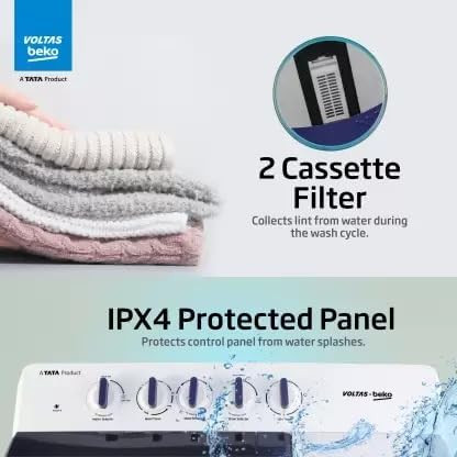 Voltas Beko by A Tata Product 14 kg Semi Automatic Top Load Washing Machine Wine Red White WTT140UPABRSS