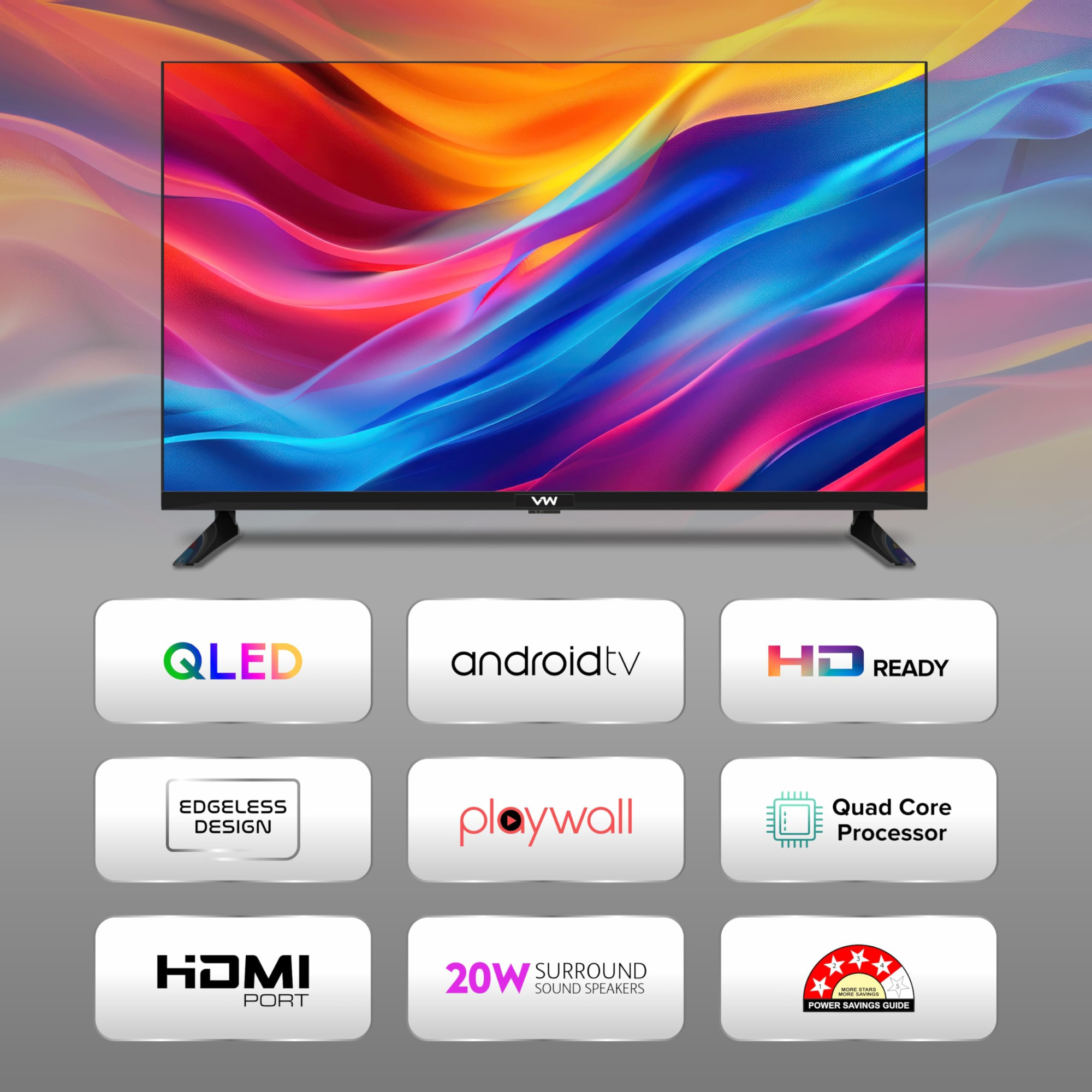 VW 80 cm 32 inches Spectra Series HD Ready Smart QLED Android TV VW32AQ3