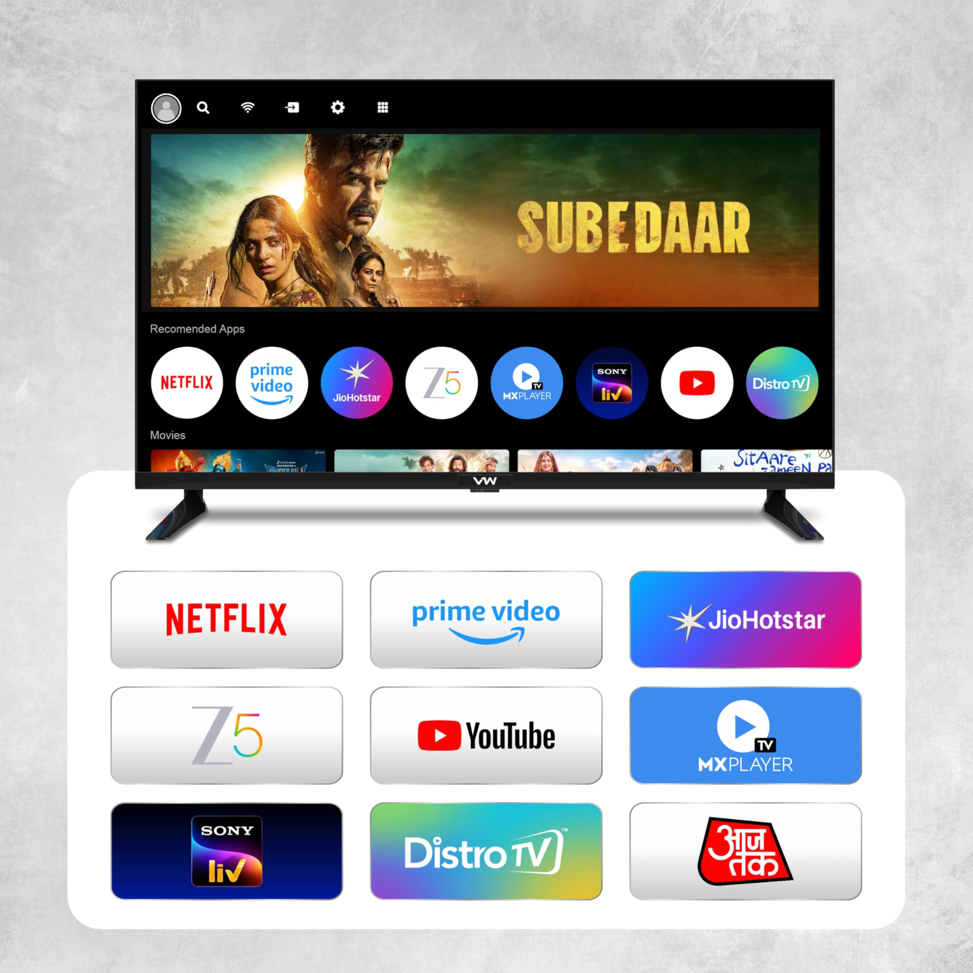 VW 80 cm 32 inches Spectra Series HD Ready Smart QLED Android TV VW32AQ3