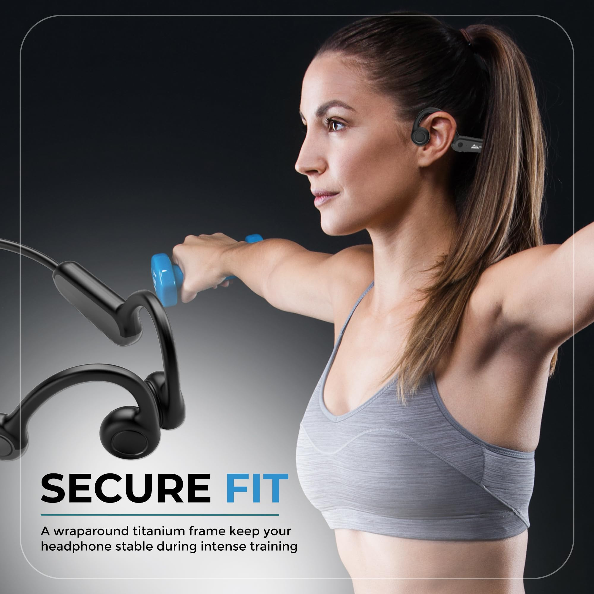 WeCool Moonwalk M1 Bone Conduction Open Ear Headphones 54 Bluetooth Earphones IPX5 Water Sweatproof Comfort-fit Earphones with Ear Hook Ideal for Cycling Hiking Sports Gym Workout- Black