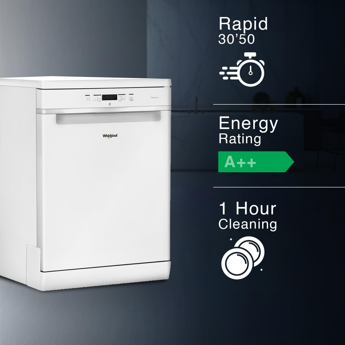 Whirlpool 14 Place Settings PowerClean Technology Dishwasher WFC3C33 PF N IN White