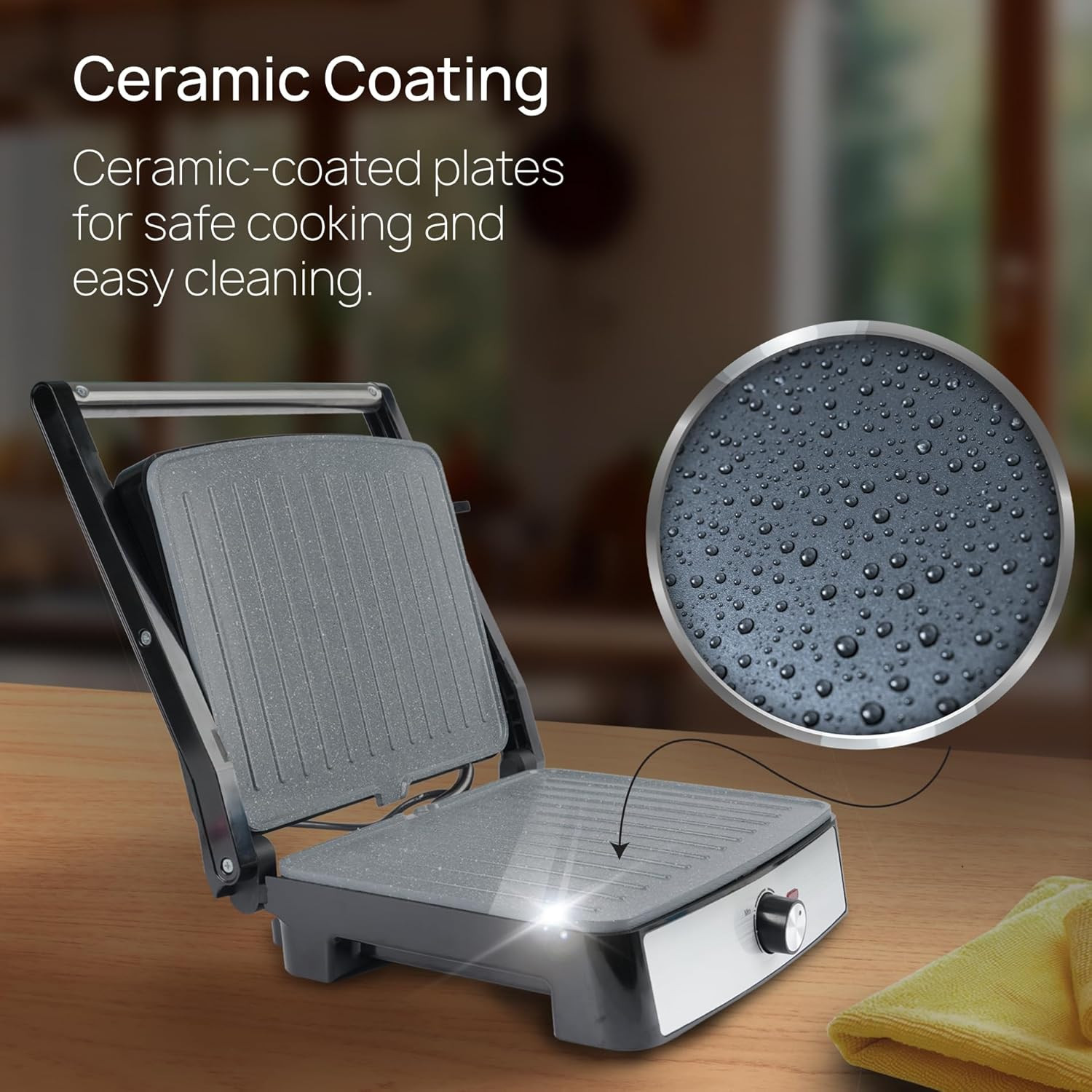 Wipro Elato BS205 2200 Watt Super Jumbo Ceramic Grill Sandwich Maker Multi Heating Modes 180 Open Sandwich GrillerNon-Toxic BPAPTFEPFOAPFAS Free 2 Year WarrantyRegular Bread Size for 4 Slices