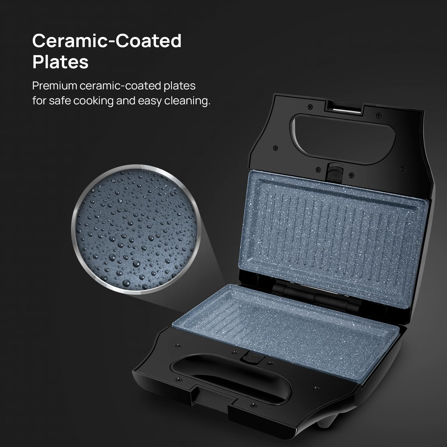 wipro Elato Bs302 800 Watt 3-In-1 Detachable Sandwich Maker Removables Plates For Toaster Griller Waffle Maker Non-Toxic Ceramic Coating2 Year Warranty Regular Bread Size For 2 Slices Black