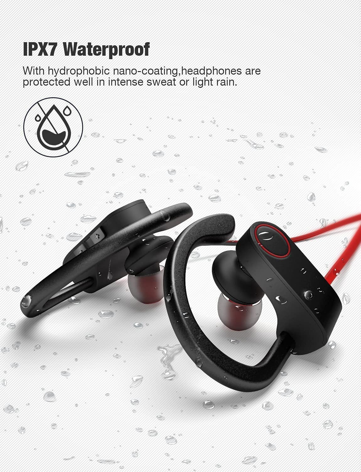 Wishtime Wireless Bluetooth Headphones Otium Beats Wireless Sports Earbuds Sweatproof Portable Stereo Mini Earpiece Lightweight Headsets With Microphone Red