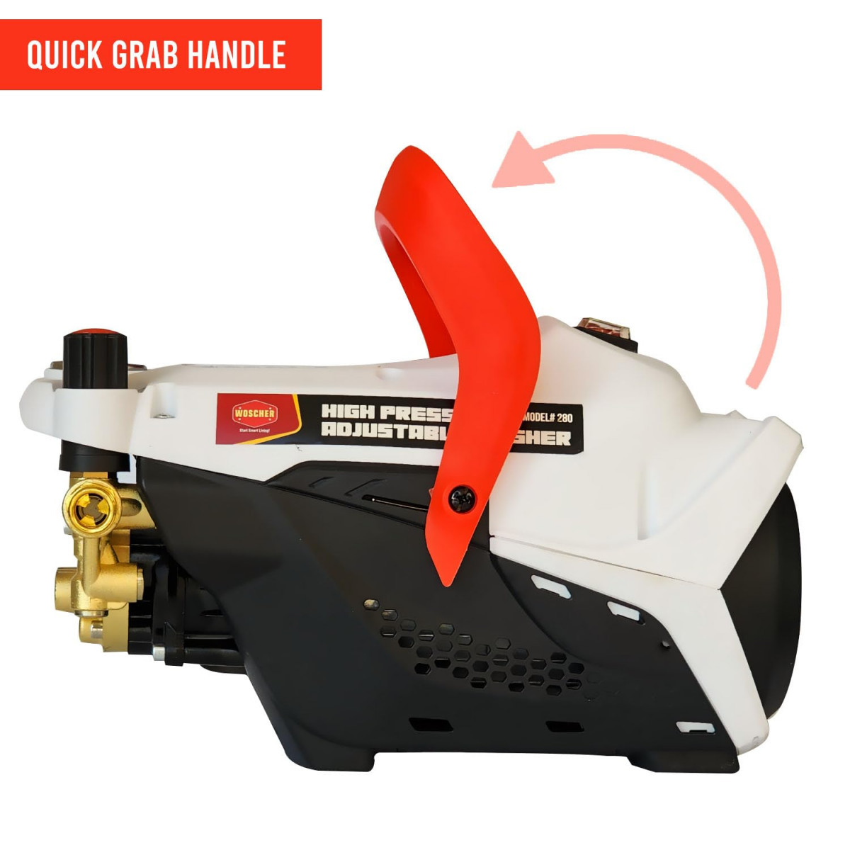 Woscher 280 Waterpro 2200 Watts Car High Pressure Adjustable Washer 160 Bars 8L Min With 8 Metres Outlet Hose Free Cleaning Sponge Microfiber Cloth 1 Year 6 Months Warranty by Manufacturer