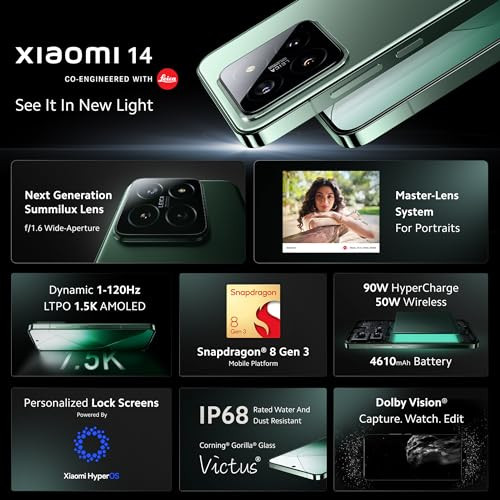 Xiaomi 14 Jade Green 12GB RAM 512GB Storage 50MP Leica Professional Optics 120 Hz 15K LTPO AMOLED SD 8 Gen 3 Hyper OS