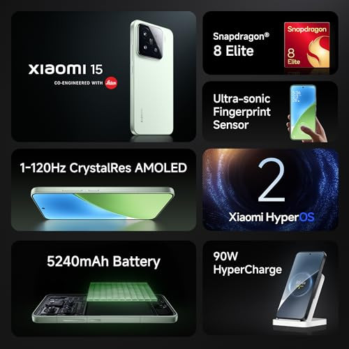 Xiaomi 15 Green 12GB512GB 50 MP Leica Triple Camera SD 8 Elite 15K CrystalRes Dynamic 1-120 Hz AMOLED Hyper AI